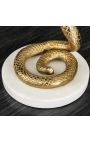 Side table "COBRA" gold aluminum and white marble