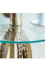 Side table "OCTOPUS" of gold aluminium and top of glass