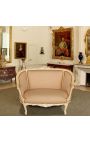 Louis XV style sofa beige linen fabric and beige wood color