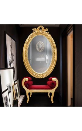 Mycket stor gyllene vertikal oval barockspegel