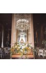 Candelabru mare din bronz și sticlă cu 16 brațe