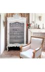 Grote bergère fauteuil Louis XVI stijl beige linnen kleurstof en rauw hout