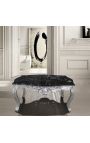 Table basse de salon de style baroque en bois argenté avec marbre noir
