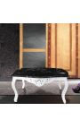 Coffee table baroque style white lacquered wood with black marble top