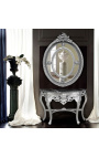 Barockkonsole mit versilbertem Holz und schwarzem Marmor - 2
