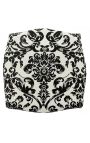 Baroque footrest fabric pattern black flowers and golden wood