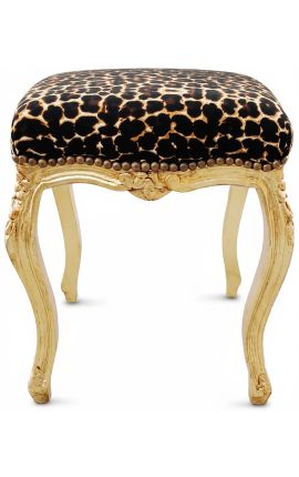 Louis XV estilo barroco reposapiés con leopardo y madera dorada - 1