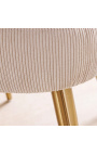 Paire de chaises de repas MICA en velours côtelé beige avec pieds dorés - 1