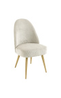 Paire de chaises de repas MICA en velours côtelé beige avec pieds dorés - 2