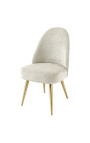 Paire de chaises de repas MICA en velours côtelé beige avec pieds dorés - 3