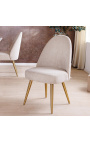 Paire de chaises de repas MICA en velours côtelé beige avec pieds dorés - 4