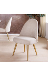 Paire de chaises de repas MICA en velours côtelé beige avec pieds dorés - 1