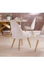 Paire de chaises de repas MICA en velours côtelé beige avec pieds dorés - 5