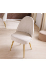 Paire de chaises de repas MICA en velours côtelé beige avec pieds dorés - 8