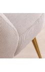 Paire de chaises de repas MICA en velours côtelé beige avec pieds dorés - 9