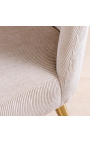 Paire de chaises de repas MICA en velours côtelé beige avec pieds dorés - 12