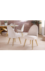 Paire de chaises de repas MICA en velours côtelé beige avec pieds dorés - 15