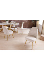 Paire de chaises de repas MICA en velours côtelé beige avec pieds dorés - 16