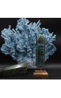 Carved Labradorite obelisk on a brass base - 1