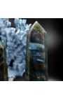 Gesneden labradoriet obelisk op een messingbasis - 3