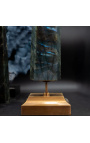 En udskåret labradoritobelisk på en messingbase - 4