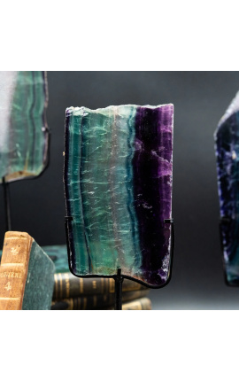 Conjunto de 3 fluoritos presentados en bases de metal negro - 2