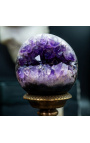 Set of 2 Amethyst spheres presented on marble bases with brass - 4