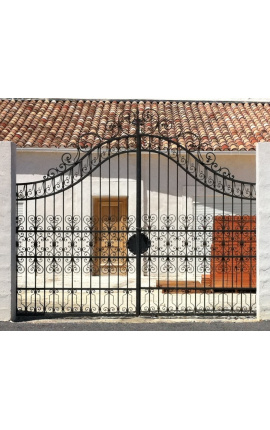 Brama do zamku, barokowe kute żelazne bramy z dwoma skrzydłami