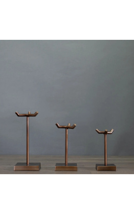 Set di 3 basi in metallo color bronzo - 2
