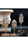 Ensemble de 3 Quartz fumés présenté sur support métallique cuivrés - 1