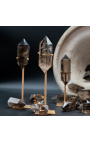 Conjunto de 3 cuarzo ahumado presentado en un soporte de metal de cobre - 5