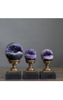 Sada 3 černé mramorové a mosazné stojany ve tvaru léčebných váz - 1