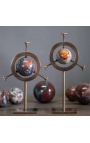 Pair of circular brass stands - 3