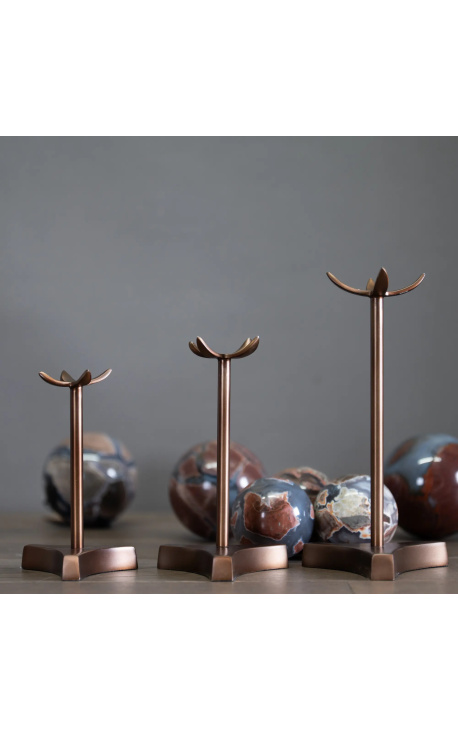 Sæt med 3 bronze-farvet metal "blomst" står - 1