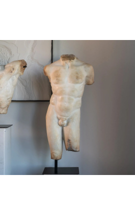 Beige "Apollo von Polyclitus" Skulptur auf schwarzem Metallstand - 4
