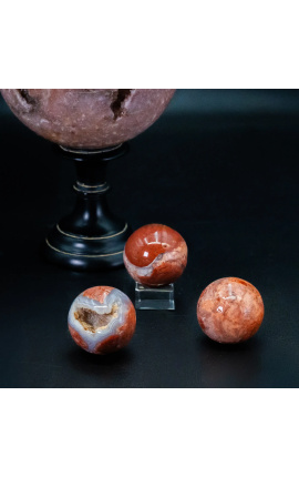Sada 3 růžové Agate Spheres - Ø přibližně 4,5 cm - 1