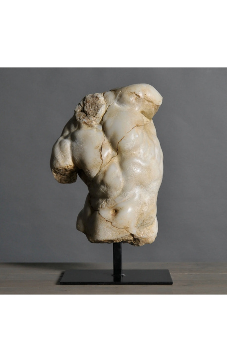 Skulptur "Beige Apollo's Torso" på sort metal support - 1
