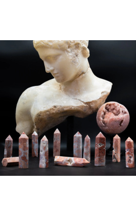 Conjunto de 12 obelisques de ágata rosa - 1