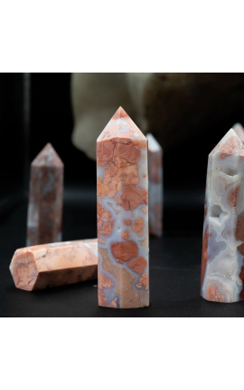 Conjunto de 12 obelisques de ágata rosa - 2