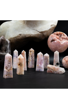 Conjunto de 9 obeliscos de amatista rosa - 1