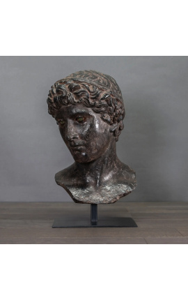 Sculptura feței Apollo pe standul de metal negru - 1