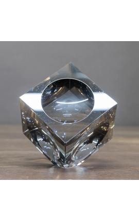 Glass cube with hollowed-out half-circles - 1