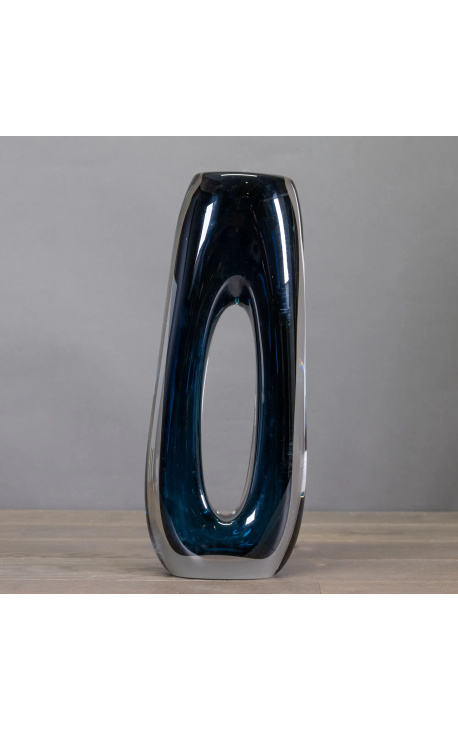 Vase RING 70' en verre bleu marine et transparent - Taille L - 1