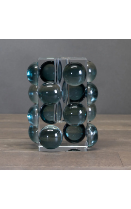 Vase Soliflore 60' en verre bleu marine et transparent - Taille S
