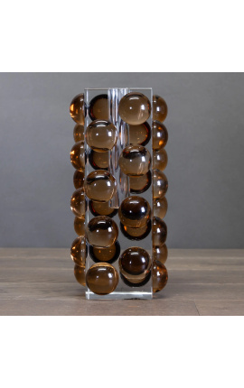 60 'single blomst vase i rav farge og klart glass - størrelse l - 1