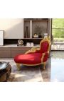 Baroc Chaise Wongue Velvet cu lemn de aur - 11
