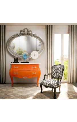 Barok kommode af stil Louis XV Orange og hvid top med 2 skuffer