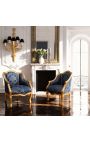 Bergfearm Louis XV Style Blue "Gobelins" satine tyg och guld trä - 4