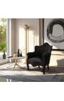 Fauteuil "princier" de style Baroque velours noir et bois laqué noir - 15