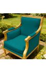 Óptimo bergère estilo louis XVI veludo verde e madeira dourada - 12